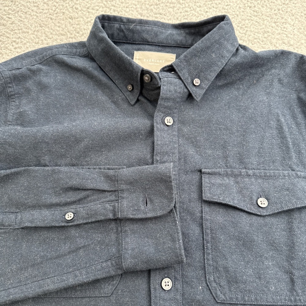 Everlane Chamois Flannel Shirt Mens Large L/S Blue Button Down Pocket